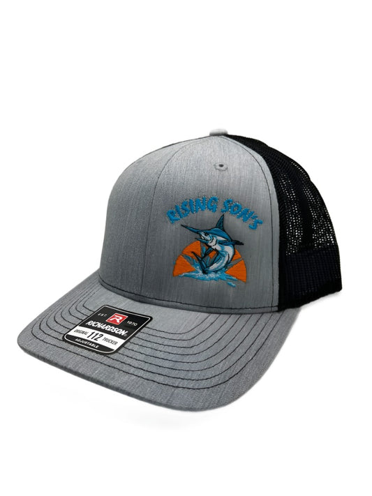 Grey with black mesh Richardson snapback trucker hat
