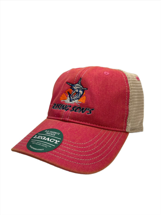 Red legacy trucker hat